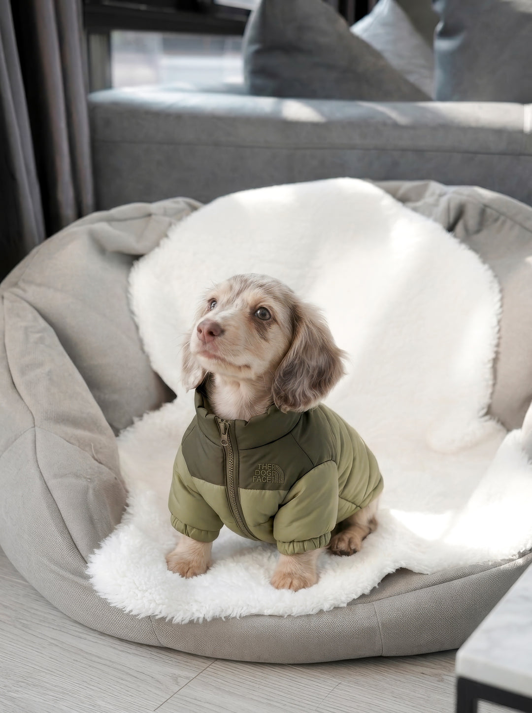 THE DOG FACE Puffer Jacket - Olive Butter